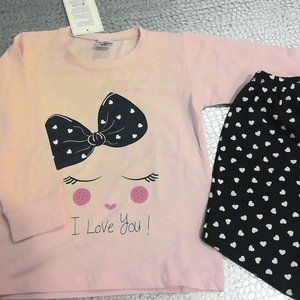 Girls Toddler Light Pink Hearts Pajama set